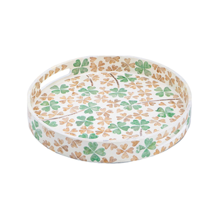 Nouvel article plateau décoratif en incrustation de nacre naturelle avec poignées pour table basse Plateau de service de style côtier du Vietnam - Product Image 1