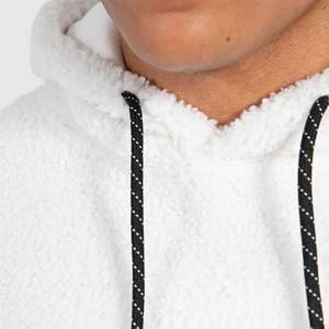 Unisex Solid Windproof <b>Sherpa</b> Pullover Sweatshirt Embroidered Custom Designed Winter Warm Fluffy Oversized Polyester/Cotton Hood - Product Image 5