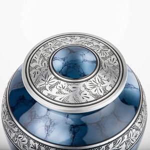 Urna de cremación Royal Silver para cenizas humanas-Urna funeraria para adultos hecha a mano para cenizas-Oferta de urna grande (azul cepillado, adulto) - Product Image 6