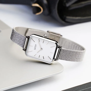 Montre de luxe pour femmes en gros DW00100434, boîtier rectangulaire plaqué or, acier inoxydable <span class=keywords><strong>316L</strong></span>, bracelet en cuir, chronographe à aiguilles - Product Image 6