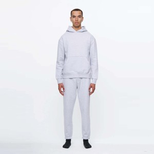 Sweat-shirt gris en polaire lourde de qualité supérieure pour homme-Ensemble sweat à capuche et jogger confortable, idéal - Product Image 1