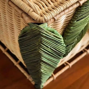 กล่องกระดาษลายใบไม้ทำจากหวาย กล่องเก็บของทำมือ เป็นมิตรกับสิ่งแวดล้อม ของตกแต่งบ้านจากธรรมชาติ ขายส่งจากเวียดนาม - Product Image 3