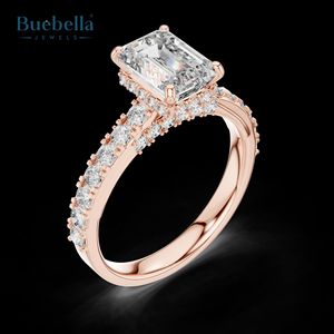 Bague en argent sterling 925 originale en diamant Moissanite VVS taille émeraude pour femmes vente à chaud pour les occasions de mariage et de fête - Product Image 5