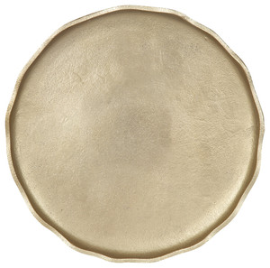 Plateau rond décoratif en métal doré en aluminium de qualité supérieure avec pieds au prix de gros du fabricant et exportateur indien - Product Image 1