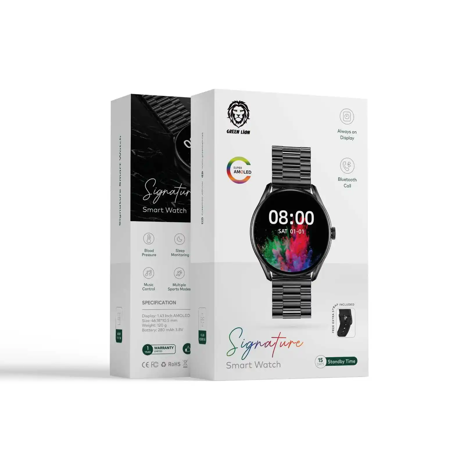 Yeşil aslan akıllı saat erkekler kadınlar için telefon su geçirmez kalp hızı Tracker kan basıncı oksijen spor Smartwatch durumda