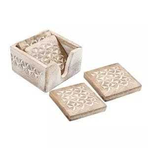 Posavasos con incrustaciones de hueso con soporte Forma cuadrada Logotipo personalizado Posavasos de café con incrustaciones de hueso indio hecho a mano de alta calidad - Product Image 3