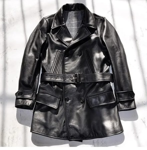 Gabardina Clásica Azul Marino Tipo 740 para Hombre, de Cuero de Oveja Genuino, Impermeable, Ecológica, Estilo Urbano - Product Image 2