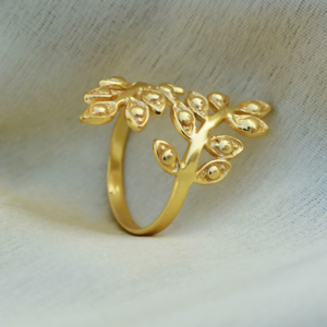 Boho <b>Leaf</b> Ring Brass Rings For Women 18k Gold Plated Nature Inspired Jewelry Floral Design Wholesale Rings - Product Image 5