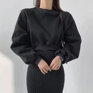 Sweat-shirt en coton coréen pour femmes, manches longues, pull-over, mélange de fibres, basique, vente en gros, haute qualité, meilleur prix, personnalisable, devant - Product Image 4