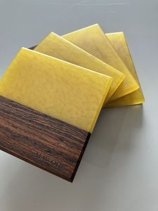 Sous-verres carrés en bois et résine époxy bleu sarcelle modernes personnalisés pour la décoration de la cuisine, du bar, de la table, protection contre la chaleur - Product Image 6