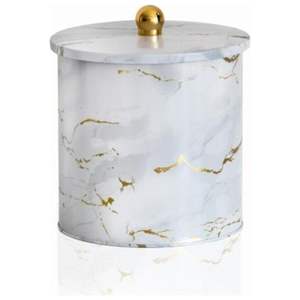 Recipiente de almacenamiento de alimentos redondo de Metal blanco de mármol de 175x180mm 4.1L con mango de perilla - Product Image 1