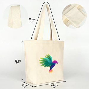 Sac fourre-tout en toile personnalisé avec logo, motif uni, doublure en polyester laminé, taille 17 x 14 x 6 (45 x 35 x 15 cm) - Product Image 3