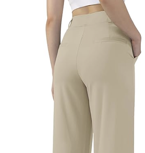 Pantalons de travail de bureau à jambes larges et droites pour femmes, décontractés et professionnels, avec poches, directement de l'usine - Product Image 2