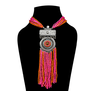 Conjunto de Collar de Novia Estilo Boho Rosa con Circones, Chapado en Oro y Rodio sobre Cobre, Ideal para Fiestas y Regalos - Product Image 1