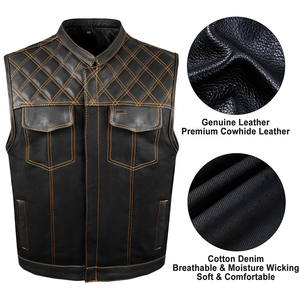 Gilet de moto de haute qualité en cuir et toile pour hommes, respirant et imperméable, avec logo personnalisé, nouveau design, Offre Spéciale - Product Image 2