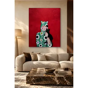 Fida Woman in Cat-Ear Hoodie avec imprimé chat noir sur toile - Product Image 4