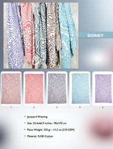 ผ้าขนหนูชายหาด DAFNI BIG PAZAR สีม่วง ลายก้างปลา พิมพ์ลาย ผ้าเทอร์รี่ ผ้าฝ้าย แต่งพู่สีขาว น้ำหนักปานกลาง เคลือบ HDPE - Product Image 4