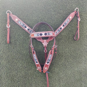 Haute qualité en cuir de vachette de qualité supérieure Headstall collier de poitrine rênes accessoires de cheval équipement de débarrasser les chevaux - Product Image 3