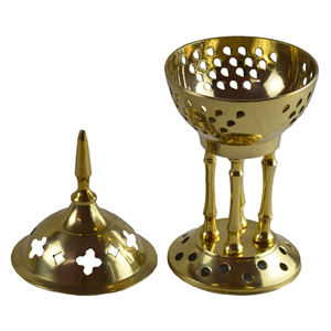 Juego de dos varitas de incienso de metal, soporte de varitas de incienso de color dorado y diseño de acabado pulido - Product Image 2