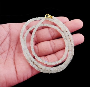 Fabricante, venta al por mayor, piedra lunar Natural arcoíris, neumático Heishi liso, cadena de plata Extra, collar de piedras preciosas con cuentas - Product Image 3