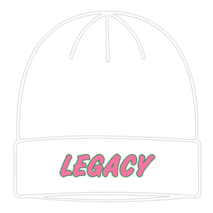 White Legacy Beanie <b>Hat</b> Greek Sorority Womens Pink & Green College Sisterhood <b>Winter</b> Knit Soror Apparel - Product Image 5