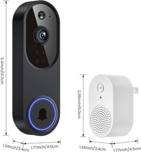 Caméra de sonnette vidéo intelligente avec détection de mouvement par IA, vision nocturne, stockage dans le cloud, audio bidirectionnel, alimentée par batterie, 2,4 GHz - Product Image 2