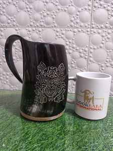 Haute Qualité Viking Navire Gravé Corne À Boire Tasse Poli Animal Style Nautique Artisanat Produit D'artisanat Naturel - Product Image 4