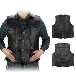 Chaleco informal profesional de invierno para hombre, grueso, cómodo, transpirable, de cuero, con cuello en V y botones, colores personalizados e impresión de logotipo - Product Image 2