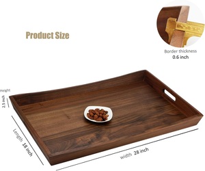 Plateau de service et d'organisation en bois de qualité supérieure avec poignées faciles à saisir, finition lisse, pour cuisine, salle à manger, table basse, décoration intérieure - Product Image 3