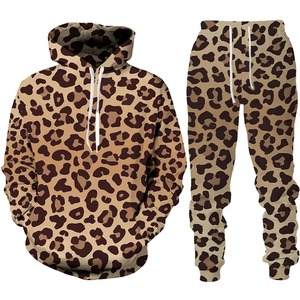Conjunto de sudaderas para niños estampado 3D leopardo manchado niños niñas Sudadera con capucha + Pantalones dos piezas suelta manga larga pulóver sudadera ropa - Product Image 6
