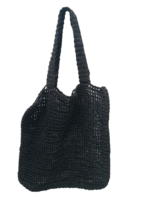 Neue Stilvolle Natürliche Umweltfreundliche Jute & Rattan Handgefertigte Handgewebte Geometrisches Muster Langlebige Schwarze Damen-Tragetasche Für Alle Jahreszeiten
