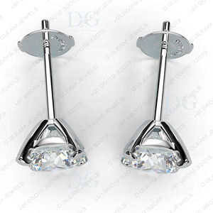 Pendientes de Moissanita Cultivada en Laboratorio de 2.00 CT, Modernos, con 4 Puntas Curvas, Oro Rosa, Cierre de Rosca, Plata de 14K, para Compromiso o Aniversario - Product Image 6