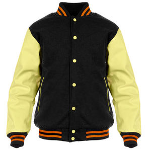 Chaqueta Varsity Letterman para hombre, chaqueta de lana negra con mangas de cuero camello, chaqueta clásica personalizada CollegeBaseballjacket para hombre - Product Image 5