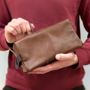 Toiletry Leather Zipper Dopp Kit for <b>Men</b> Cosmetic <b>Bag</b> Grooming Unisex Toiletry Anniversary Gift for Him <b>Wash</b> TYG-0032 - Product Image 5
