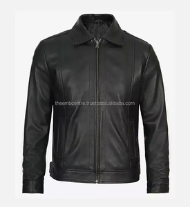 Veste de mode en cuir véritable à fermeture éclair personnalisée pour hommes de bonne qualité à des tarifs de gros Veste en cuir de couleur personnalisée pour hommes - Product Image 1