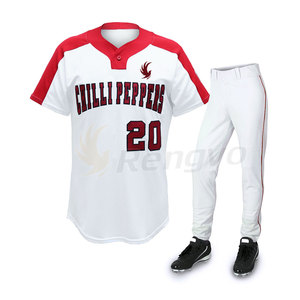 Button-<b>Down</b> Baseball Jersey <b>Pants</b> Set Customizable Breathable Sportswear Name Insertion Printed Beaded for Softball Teams - Product Image 6