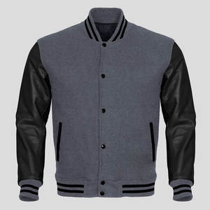 Veste universitaire à la mode avec broderie personnalisée tissu de laine manches en cuir adapté aux hommes femmes service OEM - Product Image 3