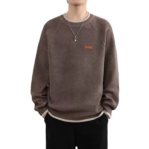 Pull en coton 100% tricoté pour l'hiver, anti-boulochage, logo sur le devant, couleur personnalisable, personnalisable, col rond pour homme - Product Image 4