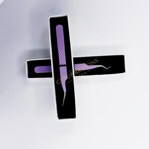 Nouvelles pinces à extensions de cils en poudre violette, différents styles, pointe argentée, prise diamantée, avec logo personnalisé, instrument de beauté - Product Image 2