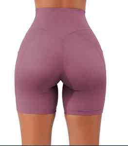 Pantalones cortos de Yoga de cintura alta para mujer al por mayor OEM elásticos y sin costuras patrón sólido cintura media gimnasio y pantalones cortos deportivos Casuales - Product Image 2