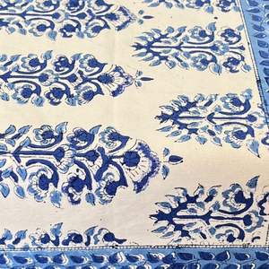 Premium Indian Hand Block Print Cotton <b>Table</b> <b>Cover</b> Boho Chic Teal Pink Eco-Friendly Elegant Home Decorative Hand Printed <b>Table</b> - Product Image 5