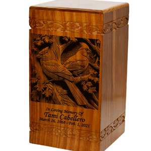 Cardinal Wooden Adult Size Human Funeral Cremation Urn with Personalization wooden urns <b>for</b> human <b>ashes</b> - Product Image 4