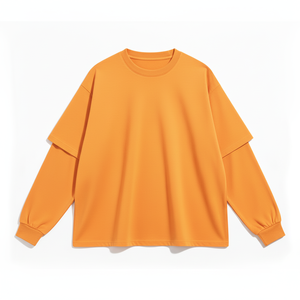 เสื้อยืดแนวสตรีทโอเวอร์ไซส์ใส่ได้ทั้งชายและหญิงเสื้อลำลองสองชั้นแบบสั่งทำ - Product Image 4