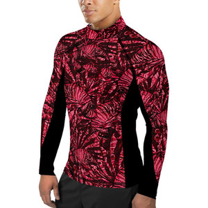 Camiseta Deportiva de Compresión de Manga Larga para Hombre, con Estampado Floral Rojo, de Secado Rápido, en Spandex y Poliéster - Product Image 4