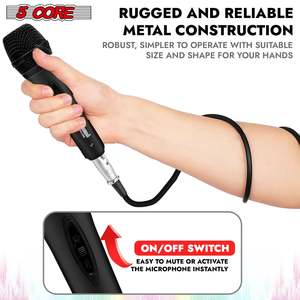 5Core XLR <b>Microphone</b> Dynamic Mic Karaoke <b>Singing</b> Studio Mics Handheld Microfono - Product Image 3