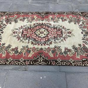 3.7x6.7 ft Rug, Vintage Turkish Rug, <b>Red</b> <b>Wool</b> Rug - Product Image 4