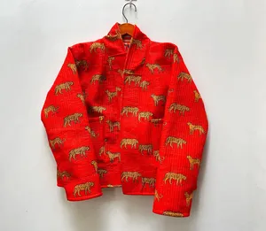 Chaqueta de invierno para mujer Trendsetting, nuevo estilo, Algodón hecho a mano, acolchado, Vintage, Reversible, estampado de Tigre, botón, tejido transpirable - Product Image 1