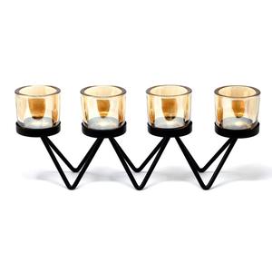 Tree Shape 4-Pillar Tealight Candle Holder Metal Base Four Hurricane Table <b>Runner</b> Decor Multi-Candle Centerpiece Customized - Product Image 2