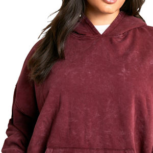 Sweat à capuche long en coton pour femme, hiver 2026, nouveau modèle personnalisé, lavage à l'acide, uni, broderie, pour la vente en gros - Product Image 6