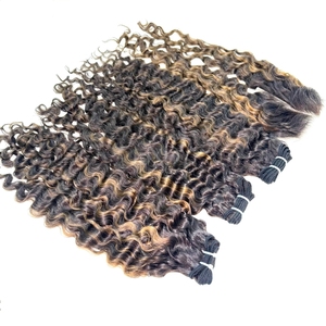 Hot Selling High Quality Raw Hair Burmese <b>Curly</b> Customized Color <b>Bundles</b> to Make Wigs From Real Human Hair - Product Image 2